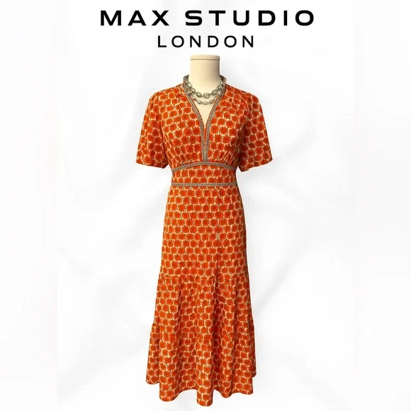 strapless open back dress Madison Dress Floral Frond Spice - Strapless Maxi Dress main image 0
